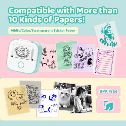 Phomemo T02 Mini Thermal Printer Wireless Mini Pocket Printer, Adhesive Sticker Printer for DIY, Journal, Student Birthday Gift - MyLootWare