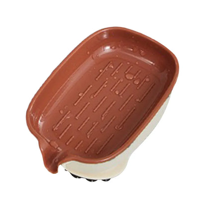 Durable Plastic Suction Cup Soap Dish With Drain