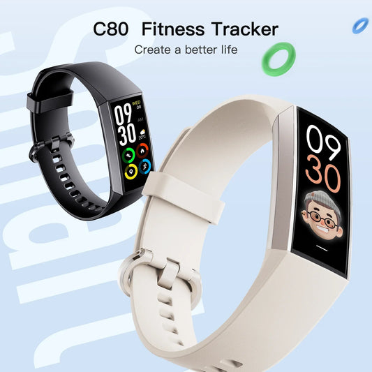 New C80 Smartwatch Support Multiple Language Motion Monitoring Ultra Long Battery Life IP67 Waterproof Health Monitoring Watch