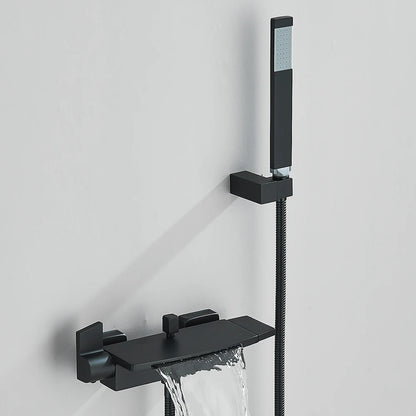 Black Waterfall Bathtub Shower Faucets Wall Mount Shower Mixer Tap Faucets Hot Cold Bath Shower Tap BaRobinet Baignoire - MyLootWare