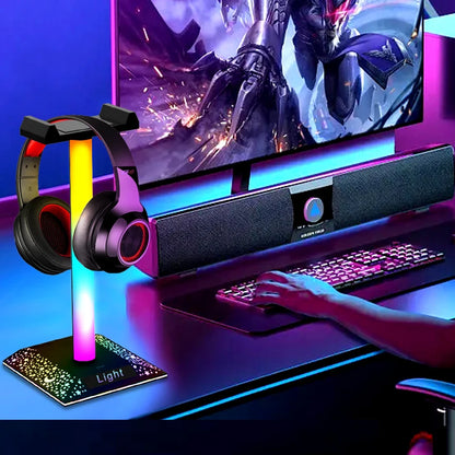 USB LED Lights Gaming Headset Stand RGBIC Lights