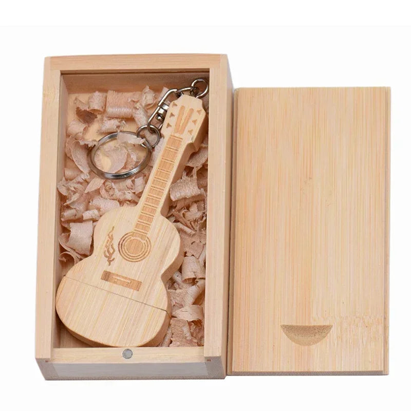 JASTER Wooden Guitar USB Flash Drives 128GB Free