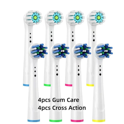 8/16Pcs Replacement Brush Heads for Oral B Electric Toothbrushes Floss Cross Action 3D Pro White Precision Standard Daily Clean - MyLootWare