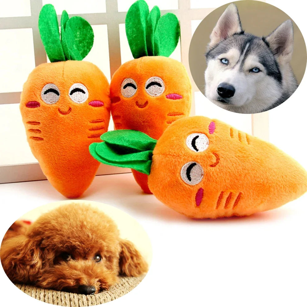 3pcs Dog Toys Pet Squeaky Carrot Plush Toys Stuffed Soft Dog Cat Chew Interactive Toys for Dogs Cats Teeth Cleaning Pet Supplies - MyLootWare