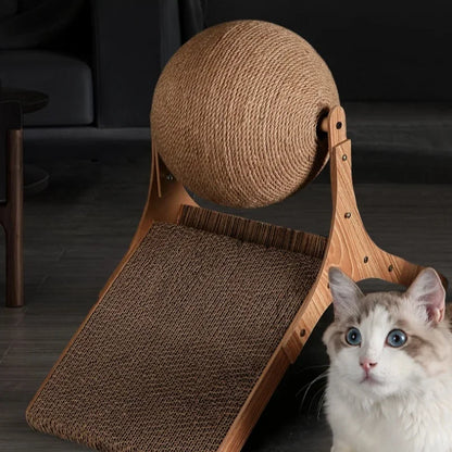 Wooden Cat Scratching Ball 2 In 1 Cat Scratcher