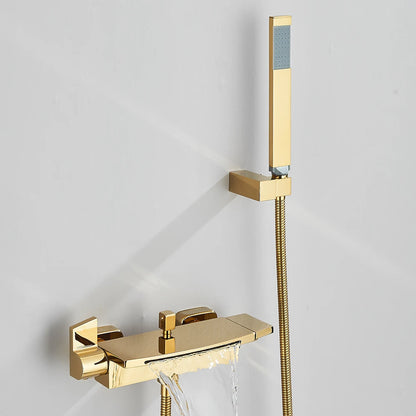 Black Waterfall Bathtub Shower Faucets Wall Mount Shower Mixer Tap Faucets Hot Cold Bath Shower Tap BaRobinet Baignoire - MyLootWare