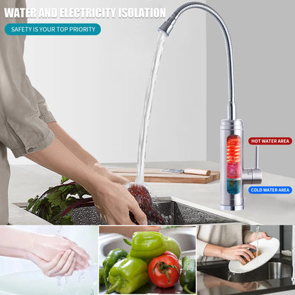 ATWFS 3000W Instant Water Heater Tankless Heaters Kitchen Electric Hot Water Tap Bathroom Heating Stainless Steel Faucet - MyLootWare