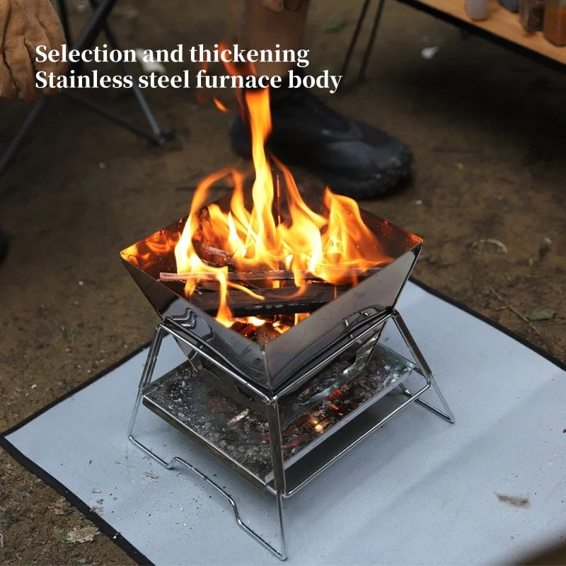 Camping Fire Table Charcoal Barbecue Grill Outdoor Picnic Bonfire Outdoor Portable Folding Barbecue Stove Fire Pit Camping Stove - MyLootWare