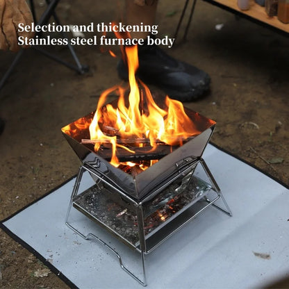 Camping Fire Table Charcoal Barbecue Grill Outdoor Picnic Bonfire Outdoor Portable Folding Barbecue Stove Fire Pit Camping Stove - MyLootWare