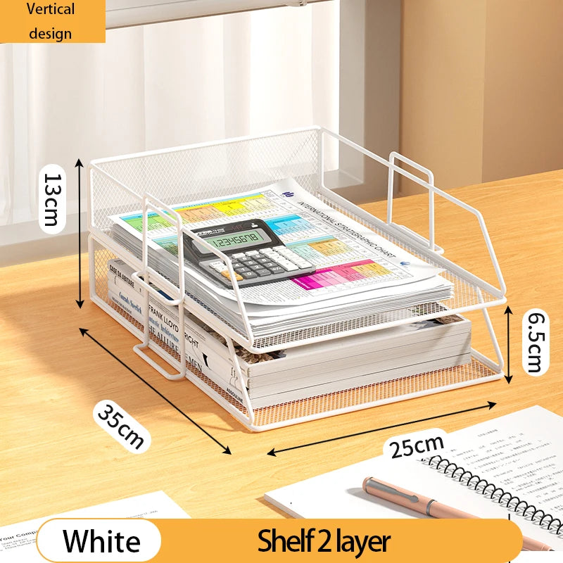 4-Tier Desk Organizer Stackable Tray Office Desk Organizer File and Desktop Holder for Paper Letter Accessories Black - MyLootWare