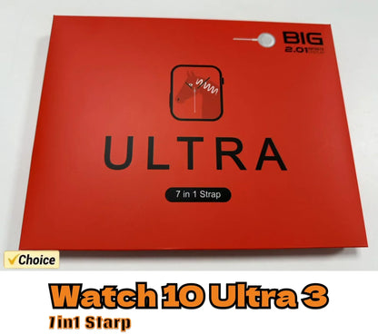 7 Watch Straps New Watch 10 Ultra 3 Smartwatch 2.2HD Amoled Circular Screen ECG Monitoring Reloj Inteligente Wireless Charging - MyLootWare