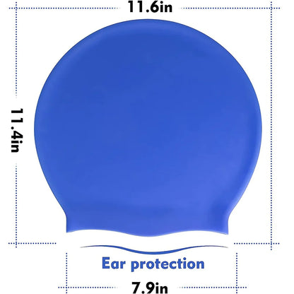 Extra large silicone swimming cap with long hair