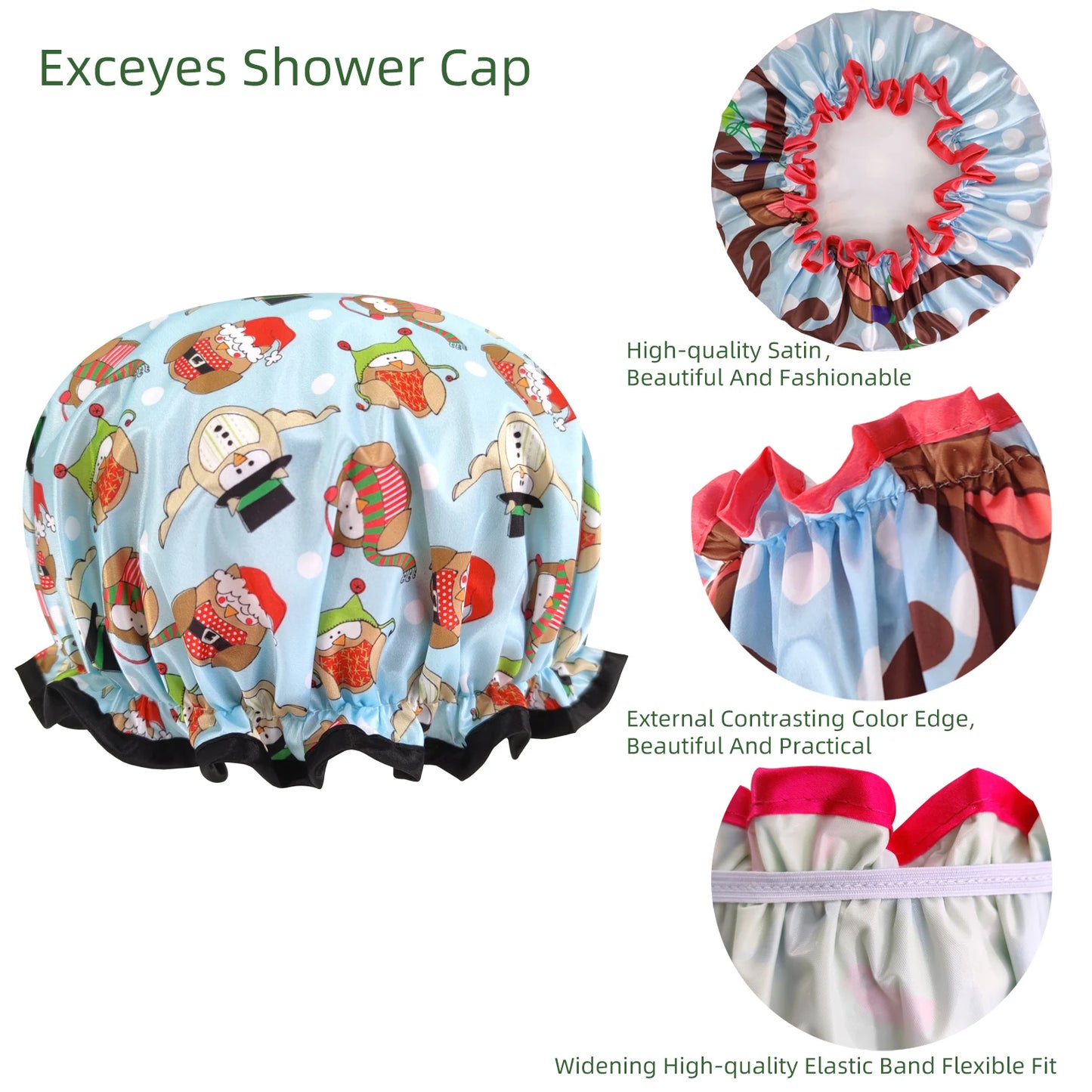 High Quality  Shower Caps Polyester Satin Double