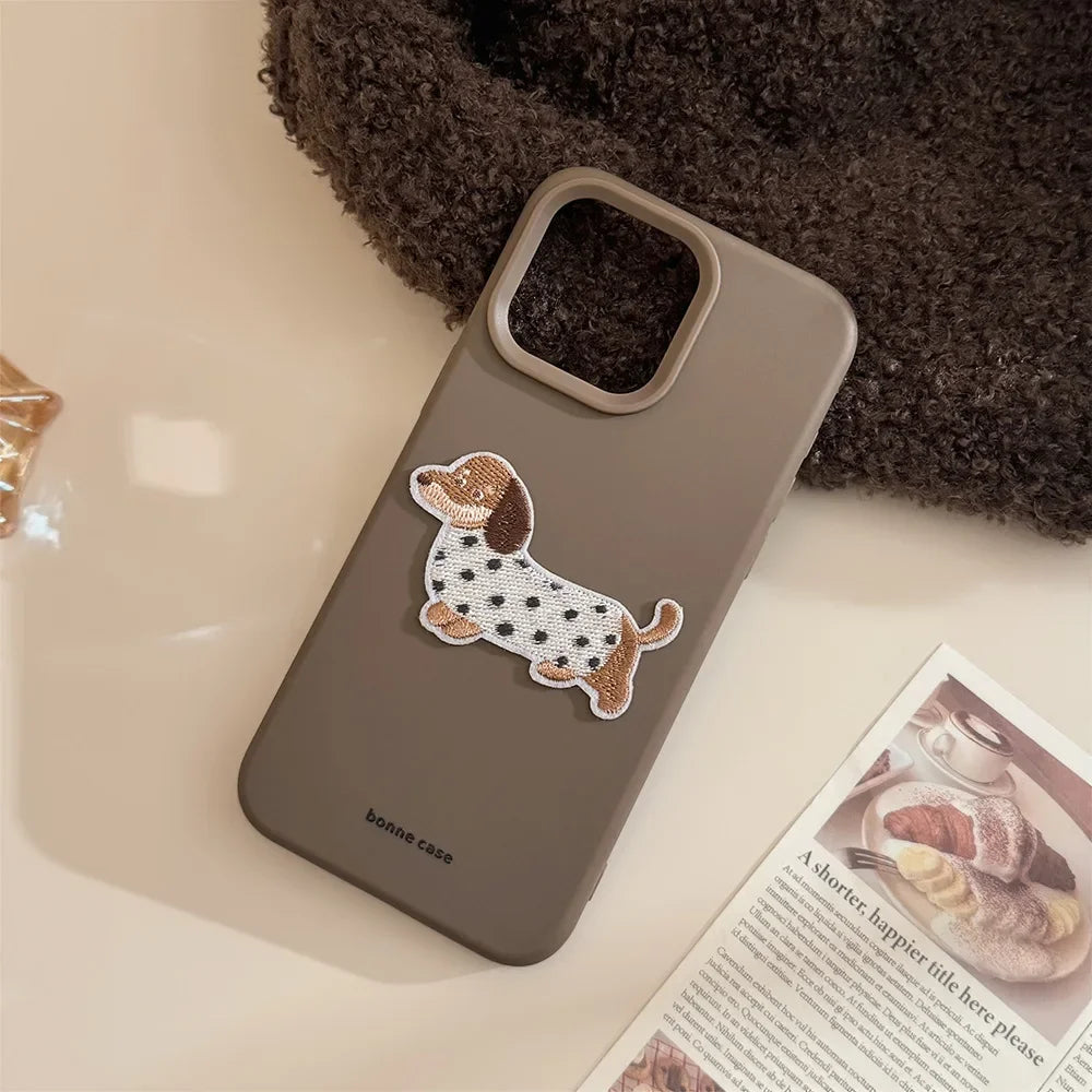 Cute Cartoon Puppy iPhone Case – Brown/Blue/Pink