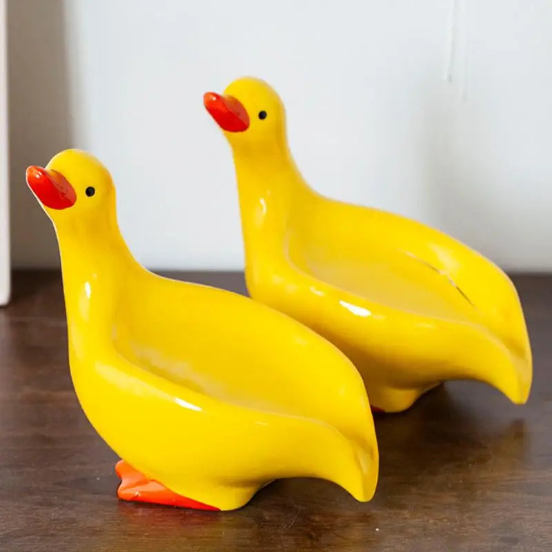 Ceramics Soap Dish Duck Shaped Storage Self-Draining Soap Rack Shower Bathroom Kitchen Tub Sink Tray Bracket Bathroom - MyLootWare