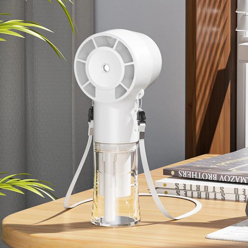 Handheld spray fan humidification and hydration