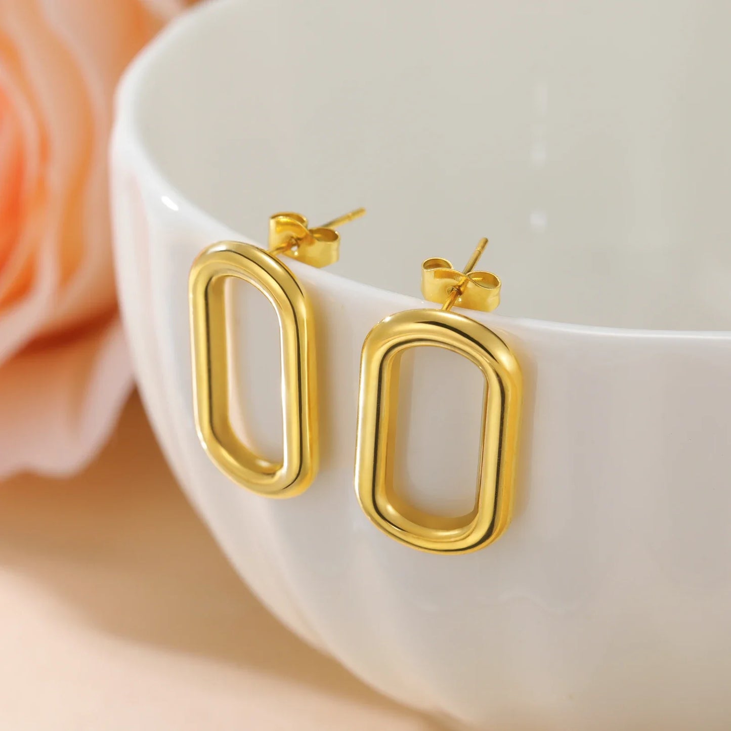 Skyrim Geometric Round Rectangle Stud Earrings for