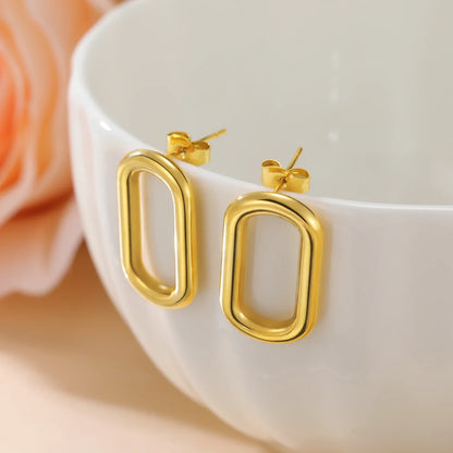 Skyrim Geometric Round Rectangle Stud Earrings for