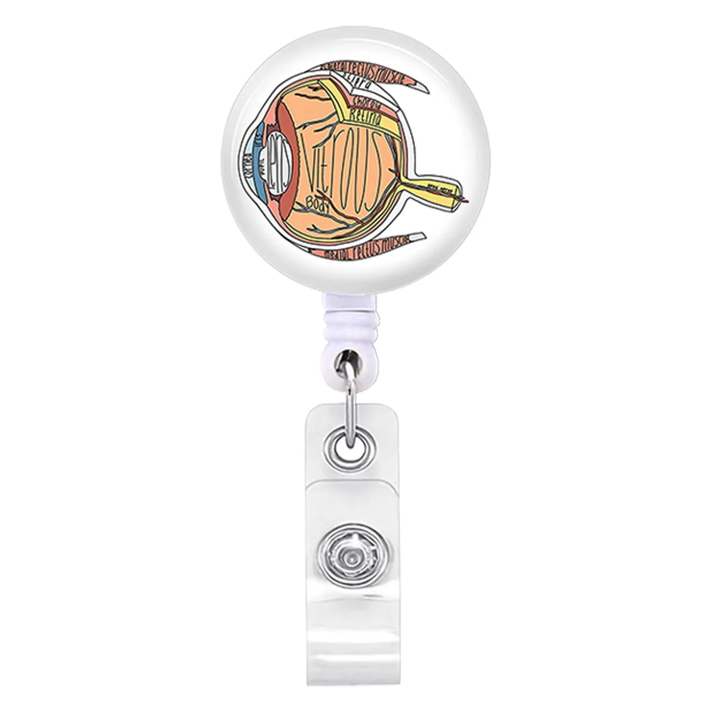 Acrylic English Badge Holder Clip Rotating Alligator Clip Retractable Badge Reel For Doctor Nurse Teacher Student Halloween Gift - MyLootWare