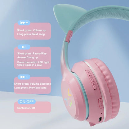 Xiaomi Cute Cat Ears Wireless Headphone Bluetooth 5.1 HiFi Stereo Noise Reduction Foldable Earphone With Mic For Game Music - MyLootWare