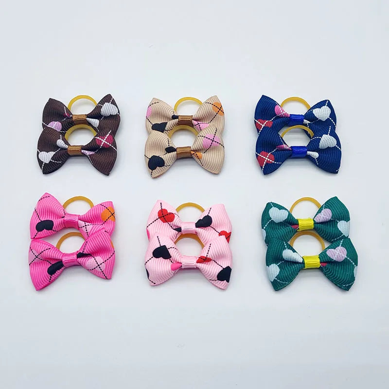 100 Pieces Ribbon Pet Hair Accessories 121 Colors Cute Dog Hair Bows Elastic Rubber Band For Dogs Pet Hair Clips Yorkshire Gift - MyLootWare