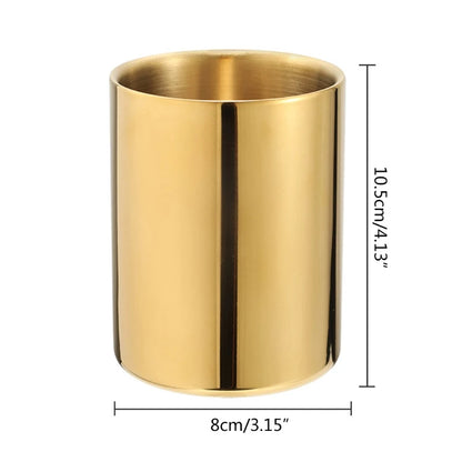 Stainless Steel Pen Holder Gold Pen Cup Exquisite