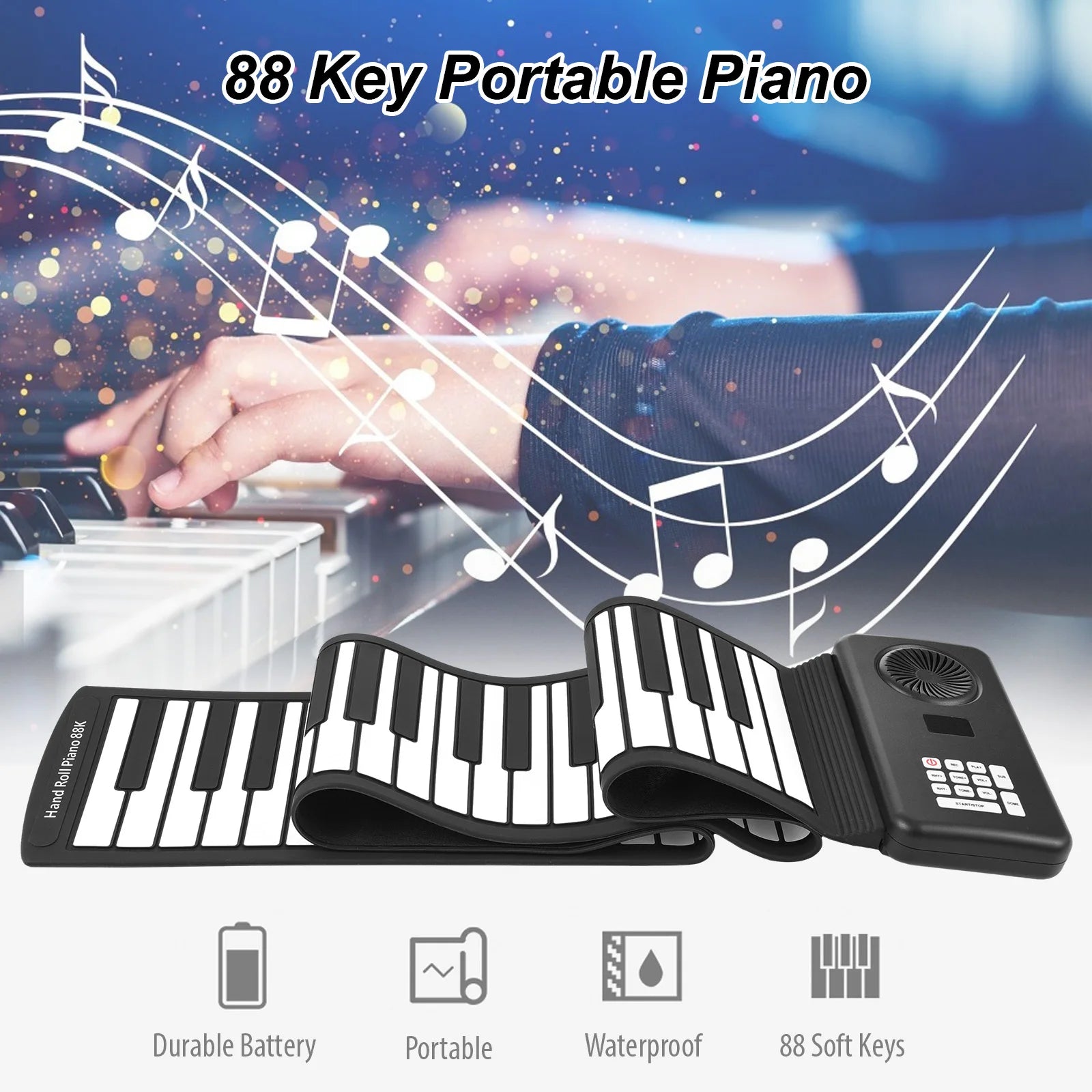 88 Key Portable Piano Handroll Electronic Piano Environmental Silicone Foldable Piano Home Practice Professional Electronic Pian - MyLootWare
