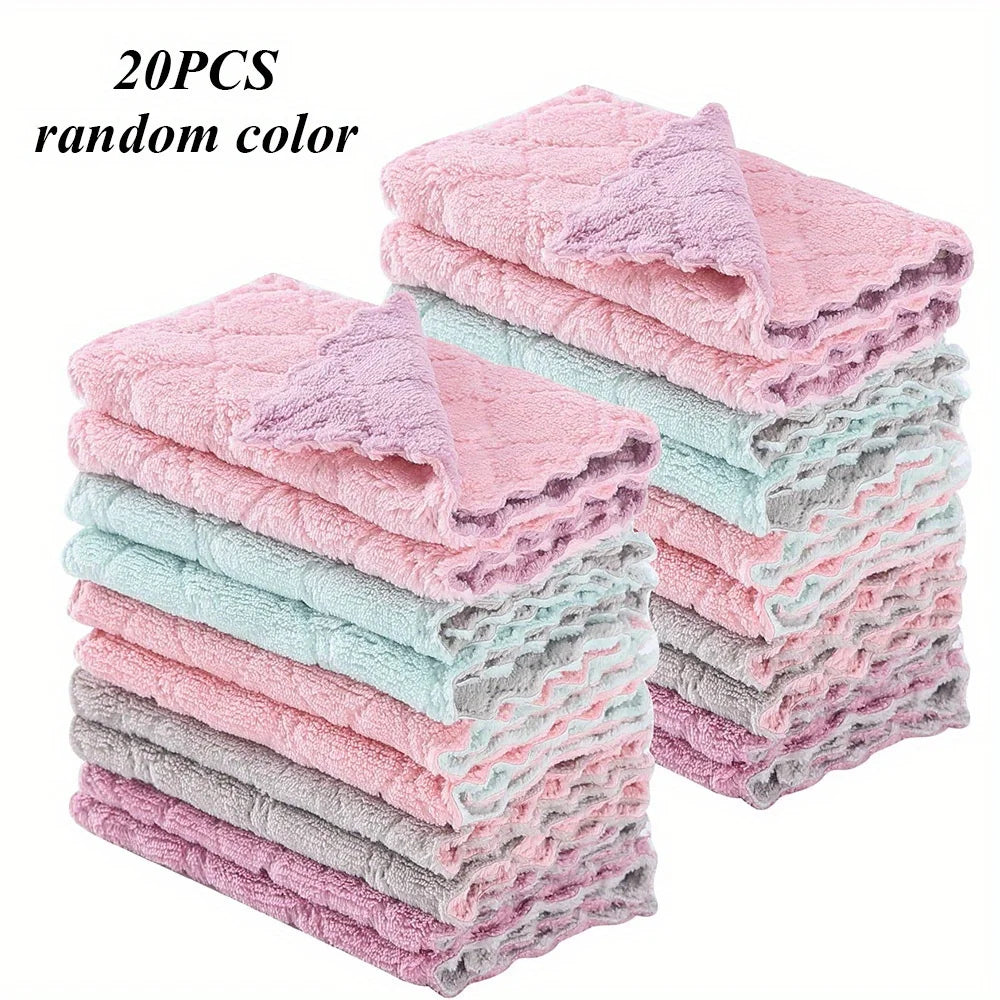 10pcs Kitchen Towels and Dishcloths Rag for Wet and Dry Small Dish Washing Cleaning Pads Wipes Color Assorted Varieties Sponges - MyLootWare