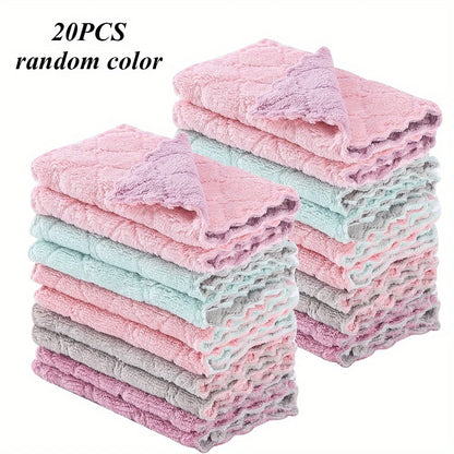 10pcs Kitchen Towels and Dishcloths Rag for Wet and Dry Small Dish Washing Cleaning Pads Wipes Color Assorted Varieties Sponges - MyLootWare