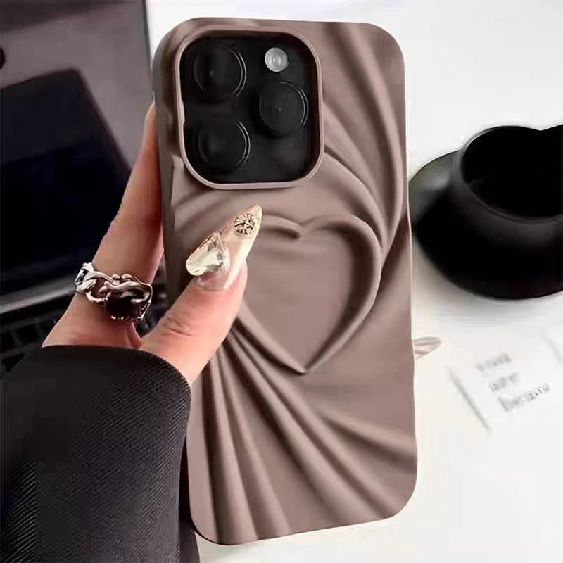 3D Love Heart Wrinkle iPhone Soft Silicone Case - MyLootWare