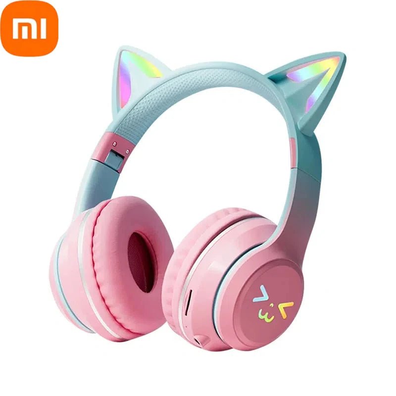 Xiaomi Cute Cat Ears Wireless Headphone Bluetooth 5.1 HiFi Stereo Noise Reduction Foldable Earphone With Mic For Game Music - MyLootWare