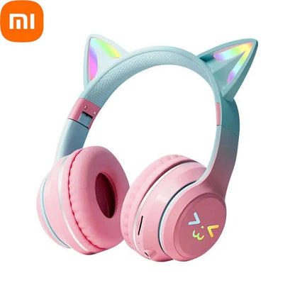 Xiaomi Cute Cat Ears Wireless Headphone Bluetooth 5.1 HiFi Stereo Noise Reduction Foldable Earphone With Mic For Game Music - MyLootWare