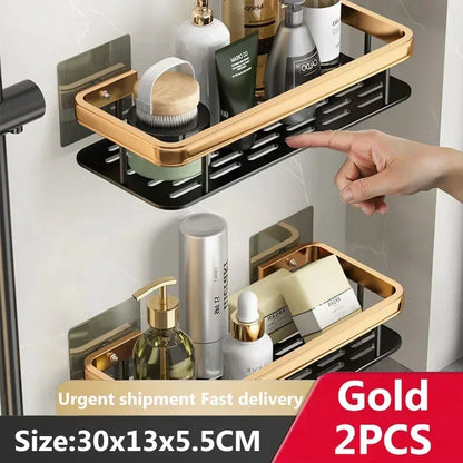 Bathroom Storage Wall Mount Shampoo Makeup Storage Holder Bathroom Accessories No Drilling Wall Shelf Shower Holder For WC - MyLootWare