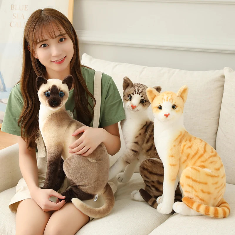Cat Doll Pet Toys Stuffed Lifelike Siamese Cats Plush Toy simulation American Shorthair Cute Home Decor Gift For Girls birthday - MyLootWare