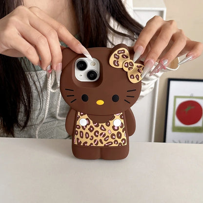3D Hello Kitty Leopard Bow iPhone Silicone Case - MyLootWare