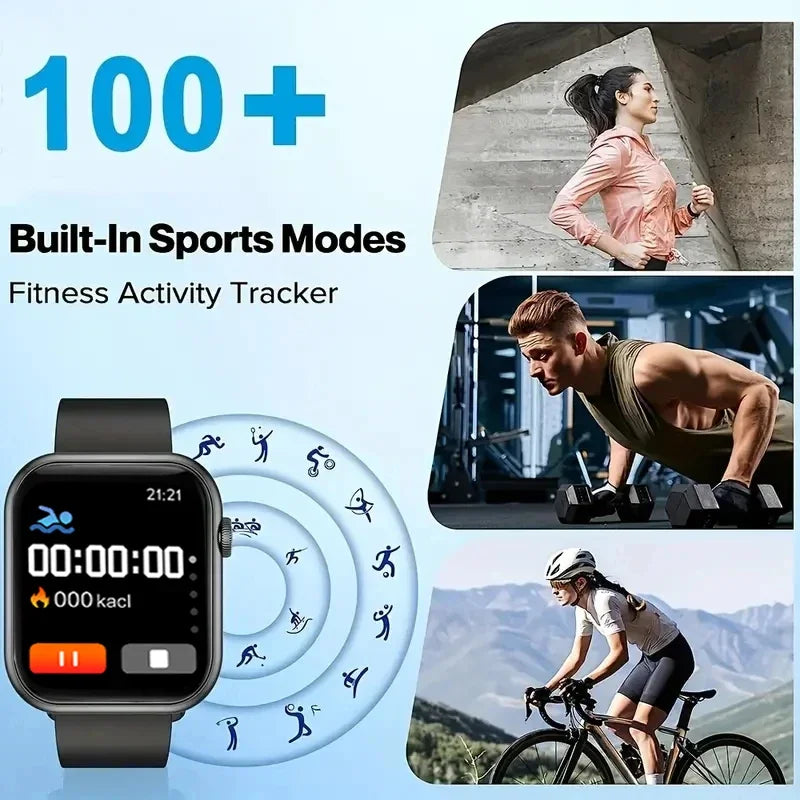 2025 New Smartwatch For Men Android IOS Phone 1.73" Screen Bluetooth Call Blood Oxygen Pressure Monitoring Smart Watch Women - MyLootWare