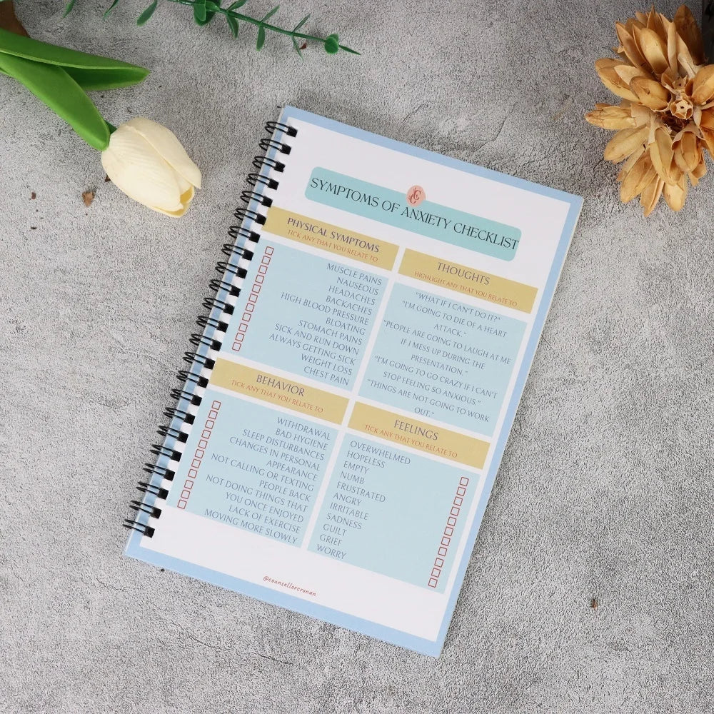 Anxiety Management Workbook for Adults | Spiral Bound Relaxation Journal | Relaxation and Social Psychology Exercises - MyLootWare