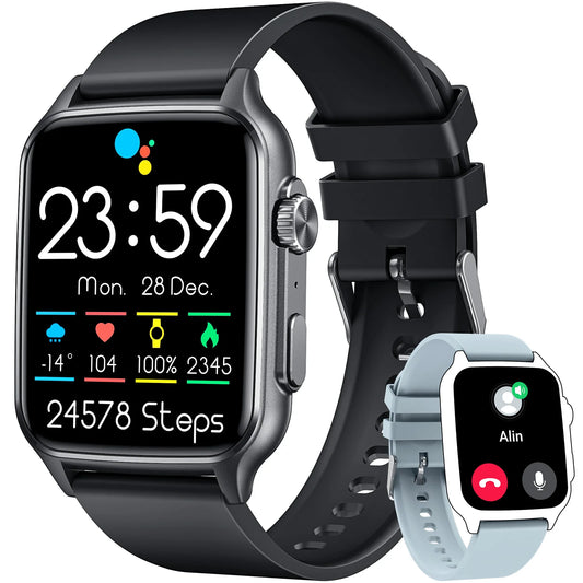 1.96 inch Smart Watch for Men Women Wireless Calling Answering/Dialing 100+ Sports Modes AI Voice Smartwatch for iphone/Android