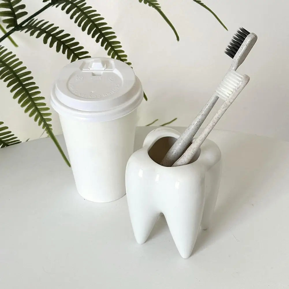 Funny Tooth Shape Ceramic Pen Holder Pencil Pot
