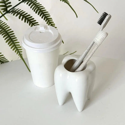 Funny Tooth Shape Ceramic Pen Holder Pencil Pot