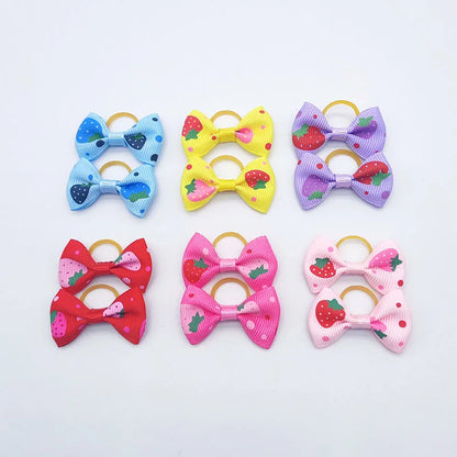 100 Pieces Ribbon Pet Hair Accessories 121 Colors Cute Dog Hair Bows Elastic Rubber Band For Dogs Pet Hair Clips Yorkshire Gift - MyLootWare