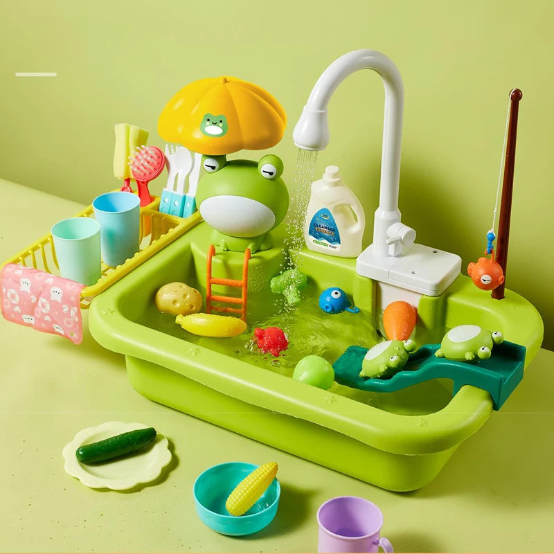 Kids Kitchen Sink Toys Electric Dishwasher Playing