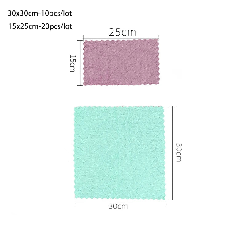 10pcs Kitchen Towels and Dishcloths Rag for Wet and Dry Small Dish Washing Cleaning Pads Wipes Color Assorted Varieties Sponges - MyLootWare