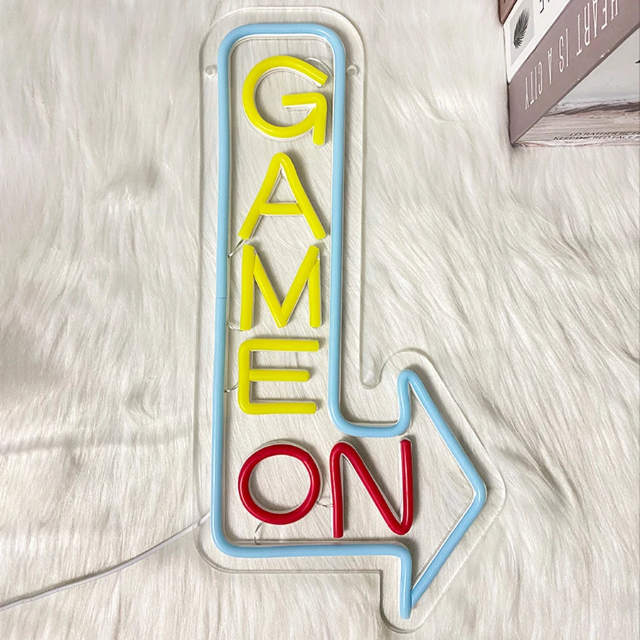 Gaming Neon Sign, Game On Neon Sign for Game Room