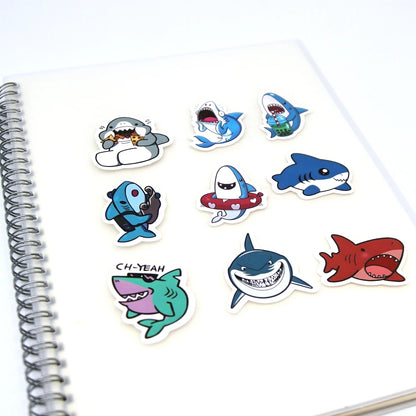 10/100p Sharks Ocean Fish Kawaii Stickers Toys Cute Cartoon Decals For Kids DIY Laptop Scrapbook Stationery Fridge Funny Sticker - MyLootWare