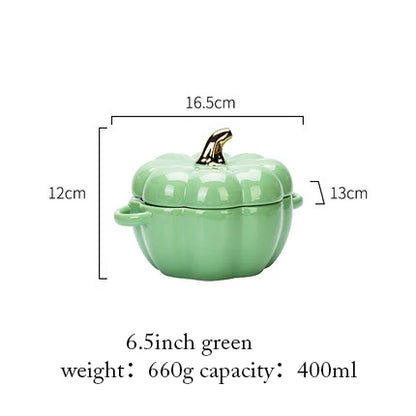 Pumpkin Shape Bowl With Lid Ceramic