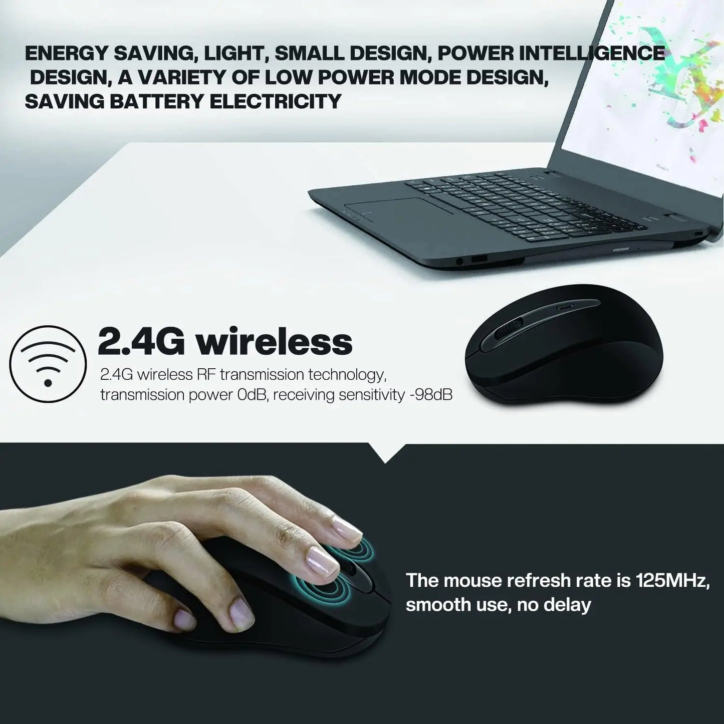 Silent Wireless Mouse for Laptop Small Compact