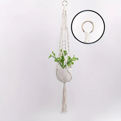 1PC Flower Pot Net Bag Plant Greening Hanging Basket Hanger Cotton Hemp Rope Handmade Cotton Rope Braided Sling - MyLootWare