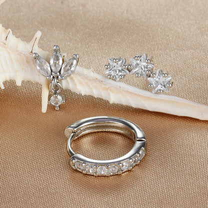 3PCS Stainless Steel Huggies Star Hoop Earrings Set for Women Trendy Zircon Pendant Gold Color Statement Piercing Jewelry Aretes - MyLootWare