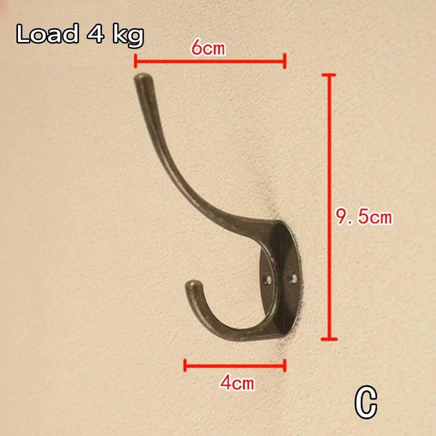 1pcs Vintage Bronze Wall Hook Coat Bag Towel Hat Hanger Robe Wall Hanging Hooks Home Bathroom Kitchen Door Anitque Racks Holder - MyLootWare
